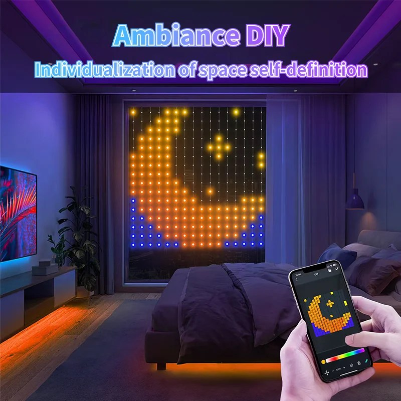 Festive LED Curtain Fairy Lights, Music Synchronized & Remote Controlled, Outdoor Christmas and Party Decoration Lights