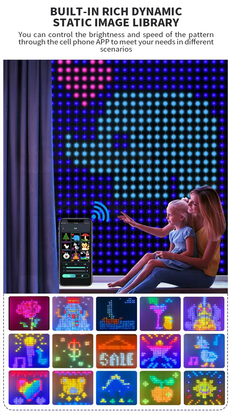 Festive LED Curtain Fairy Lights, Music Synchronized & Remote Controlled, Outdoor Christmas and Party Decoration Lights