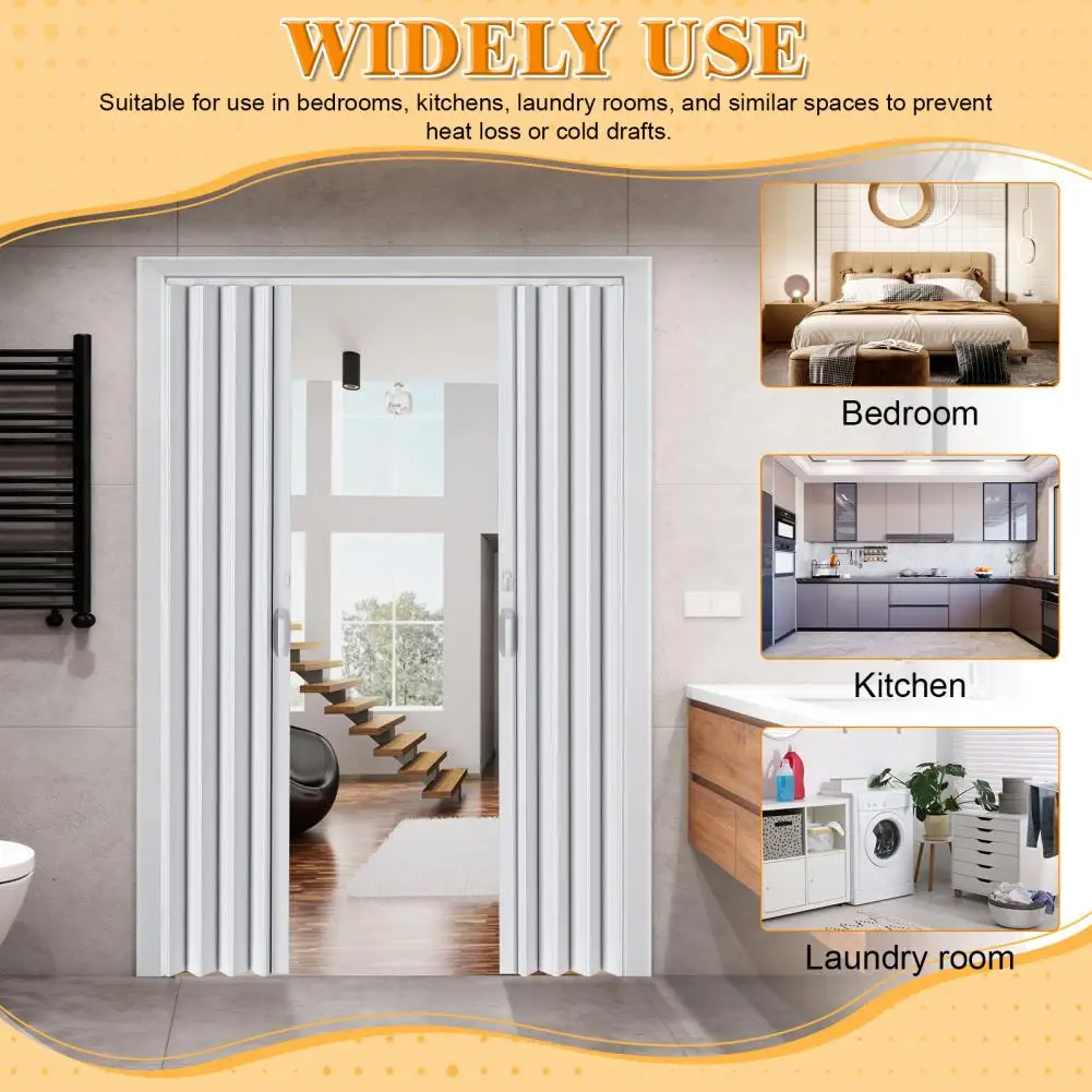 PVC Accordion Folding Door 48/60x80in, Interior Bifold Closet Door with Handle Latch and Full Installation Hardware