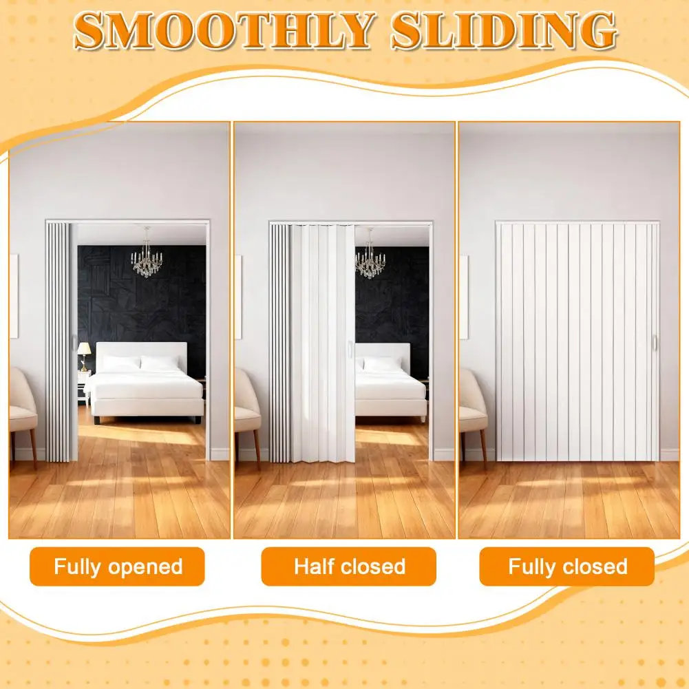 PVC Accordion Folding Door 48/60x80in, Interior Bifold Closet Door with Handle Latch and Full Installation Hardware