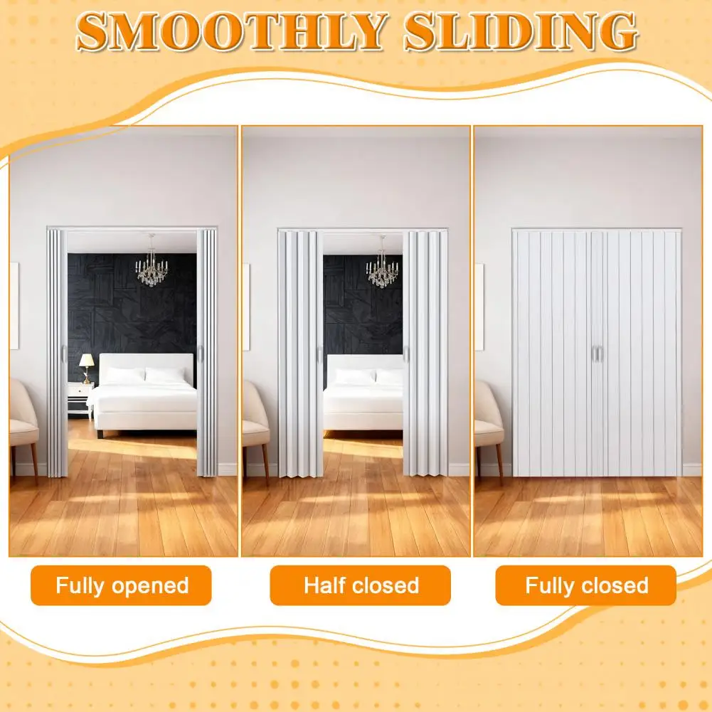 PVC Accordion Folding Door 48/60x80in, Interior Bifold Closet Door with Handle Latch and Full Installation Hardware
