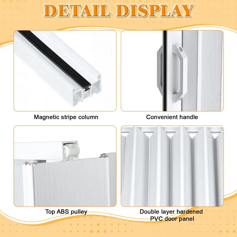 PVC Accordion Folding Door 48/60x80in, Interior Bifold Closet Door with Handle Latch and Full Installation Hardware