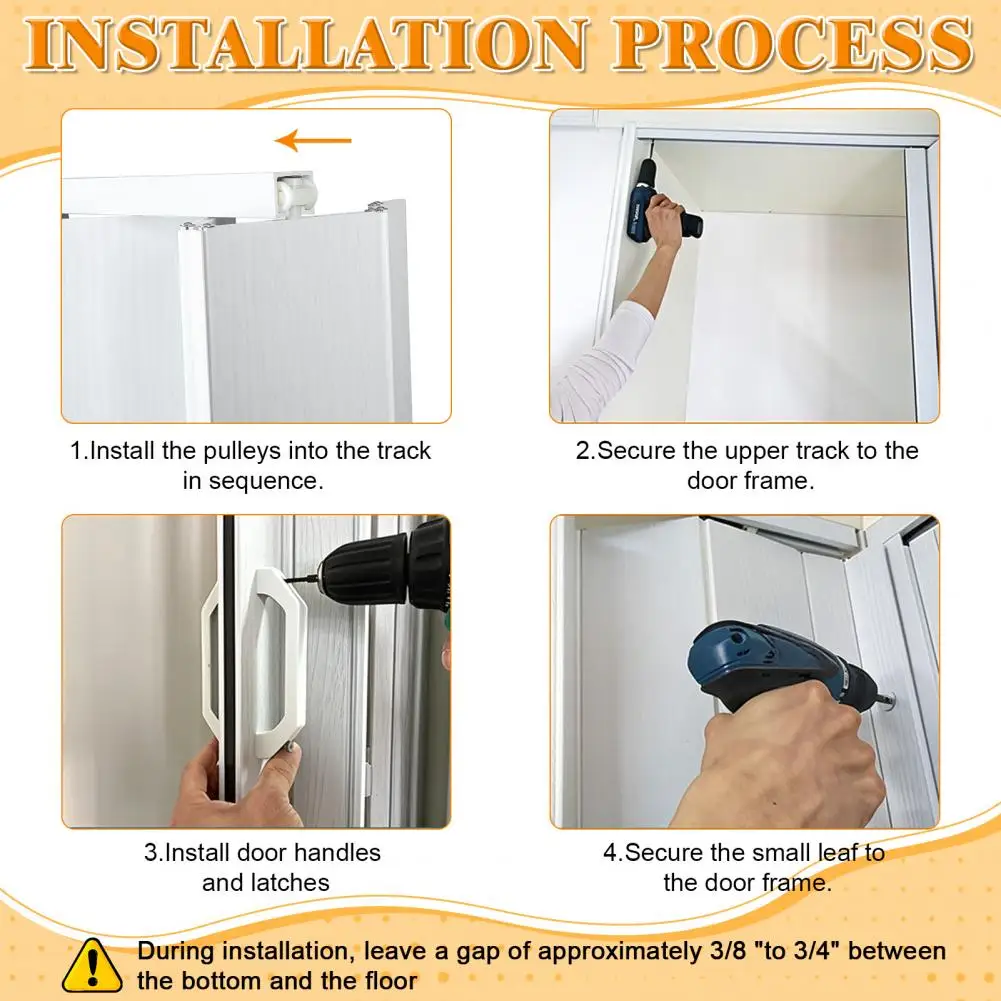 PVC Accordion Folding Door 48/60x80in, Interior Bifold Closet Door with Handle Latch and Full Installation Hardware