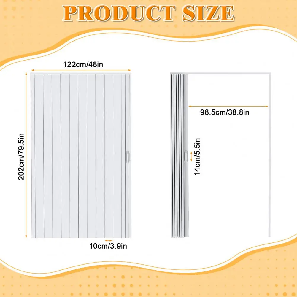 PVC Accordion Folding Door 48/60x80in, Interior Bifold Closet Door with Handle Latch and Full Installation Hardware