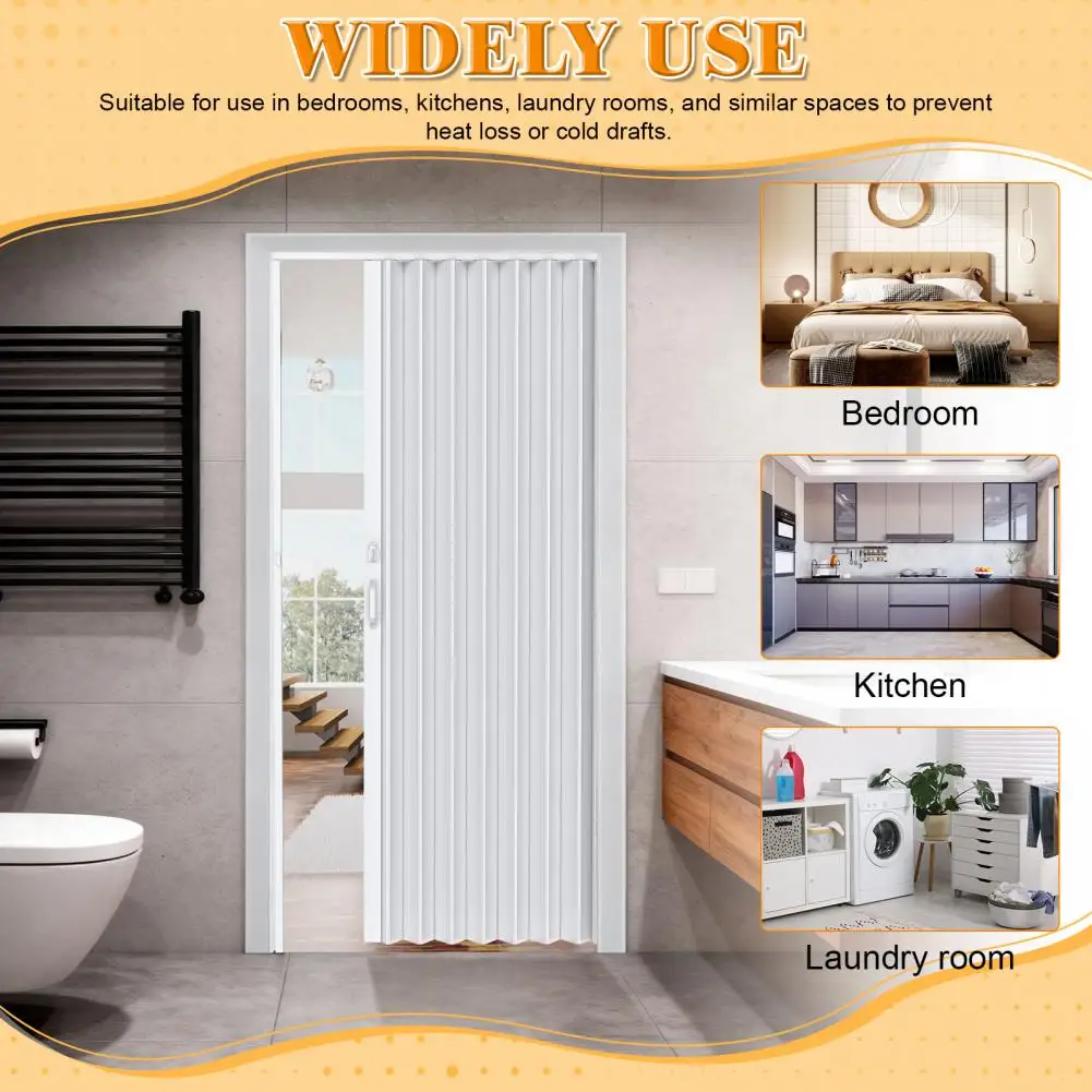 PVC Accordion Folding Door 48/60x80in, Interior Bifold Closet Door with Handle Latch and Full Installation Hardware