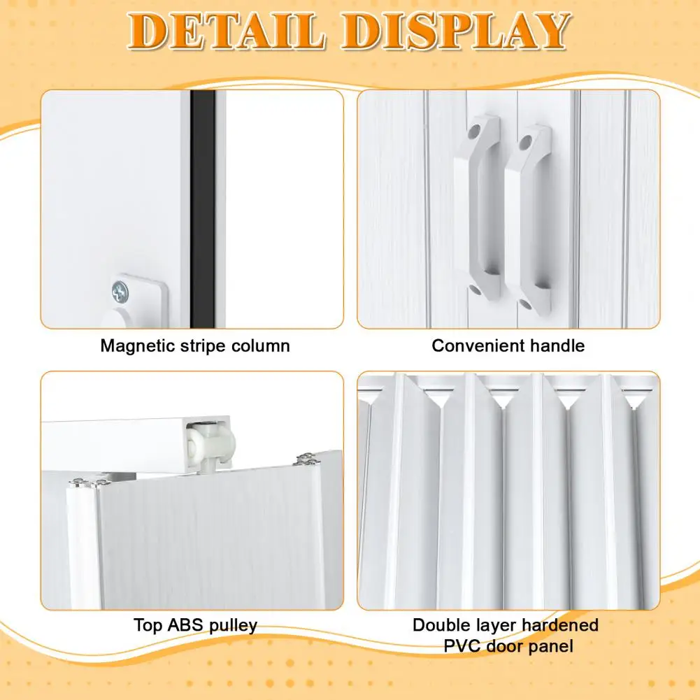 PVC Accordion Folding Door 48/60x80in, Interior Bifold Closet Door with Handle Latch and Full Installation Hardware