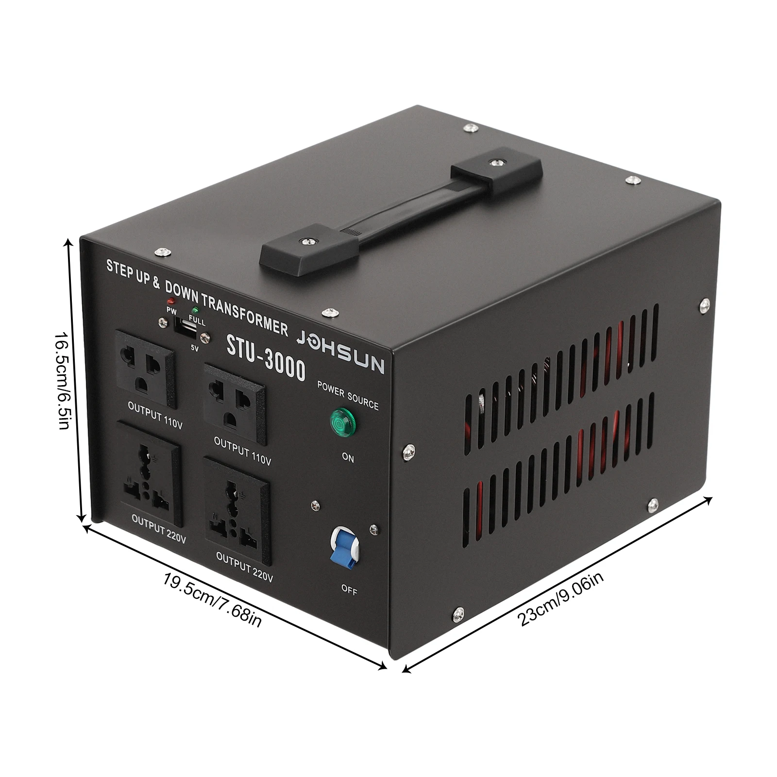 3000W Voltage Converter 110V To 220V (Step Up/Down) – Universal Power Transformer with USB Port, Fits for Travel, Home & Industrial Use