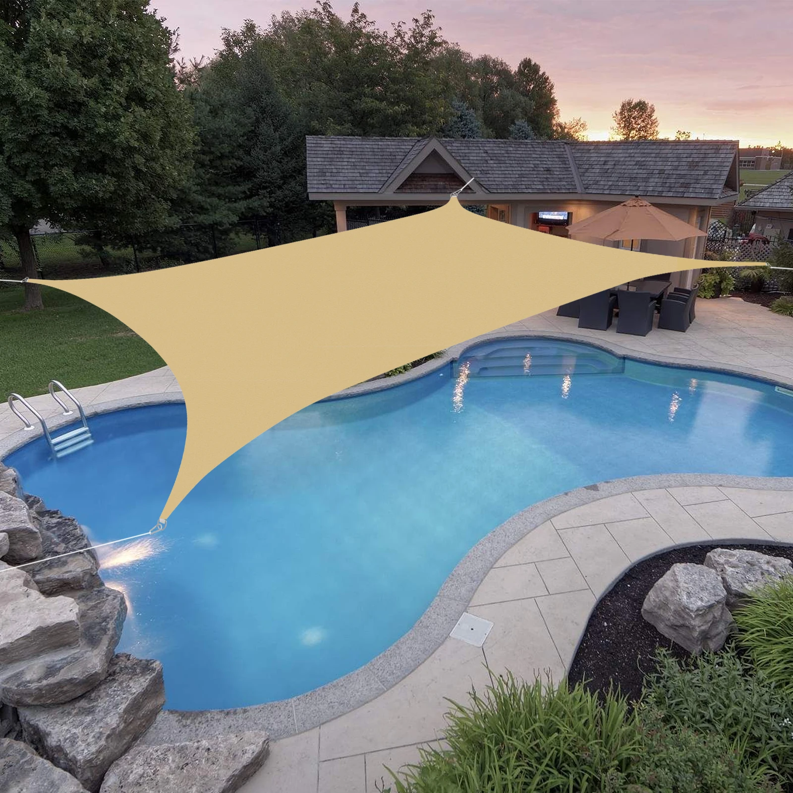 4x6m Rectangle Sun Shade Sail, Outdoor Patio Sunshade Sail, Sun Shade Sail For Backyard, Garden, Porch