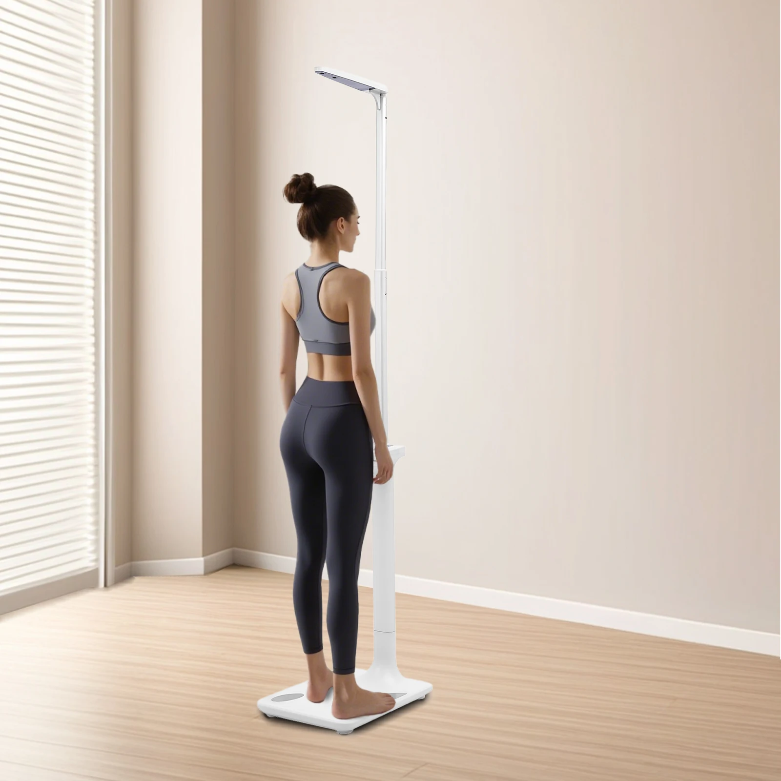 Ultrasonic Height and Weight Scale 200kg/440lbs High Precision Digital Body Fat Analyzer 76.77inch Tall LCD Display with Voice Broadcast Muscle Bone Mass BMI Sturdy Aluminum Base Floor Standing Scale for Home Gym Fitness Weight Loss Health Monitoring