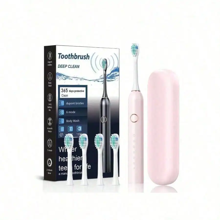 Popular Toothbrush, Adult Household Soft-Bristled Sonic Electric Toothbrush USB Rechargeable Couple Toothbrush, With Four Brush Heads