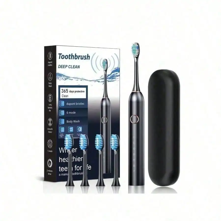 Popular Toothbrush, Adult Household Soft-Bristled Sonic Electric Toothbrush USB Rechargeable Couple Toothbrush, With Four Brush Heads