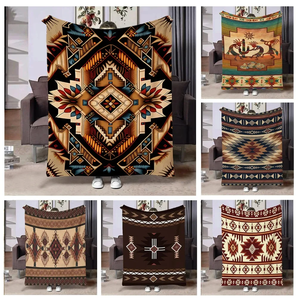 Flannel Throw Blanket Ethnic Patterns Print Blanket Super Soft Cozy Sofa Nap Blanket Home Blanket Perfect Home Gift for Her