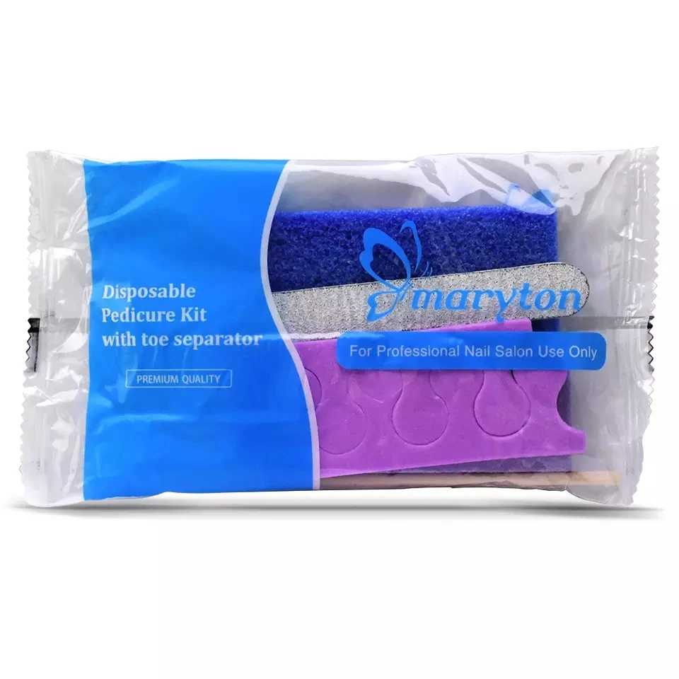 600 Sets/Carton Disposable Pedicure Sets 5Pcs Disposal Pedicura Kit With Cuticle Wood Stickfor Professional Nail Salon Tools