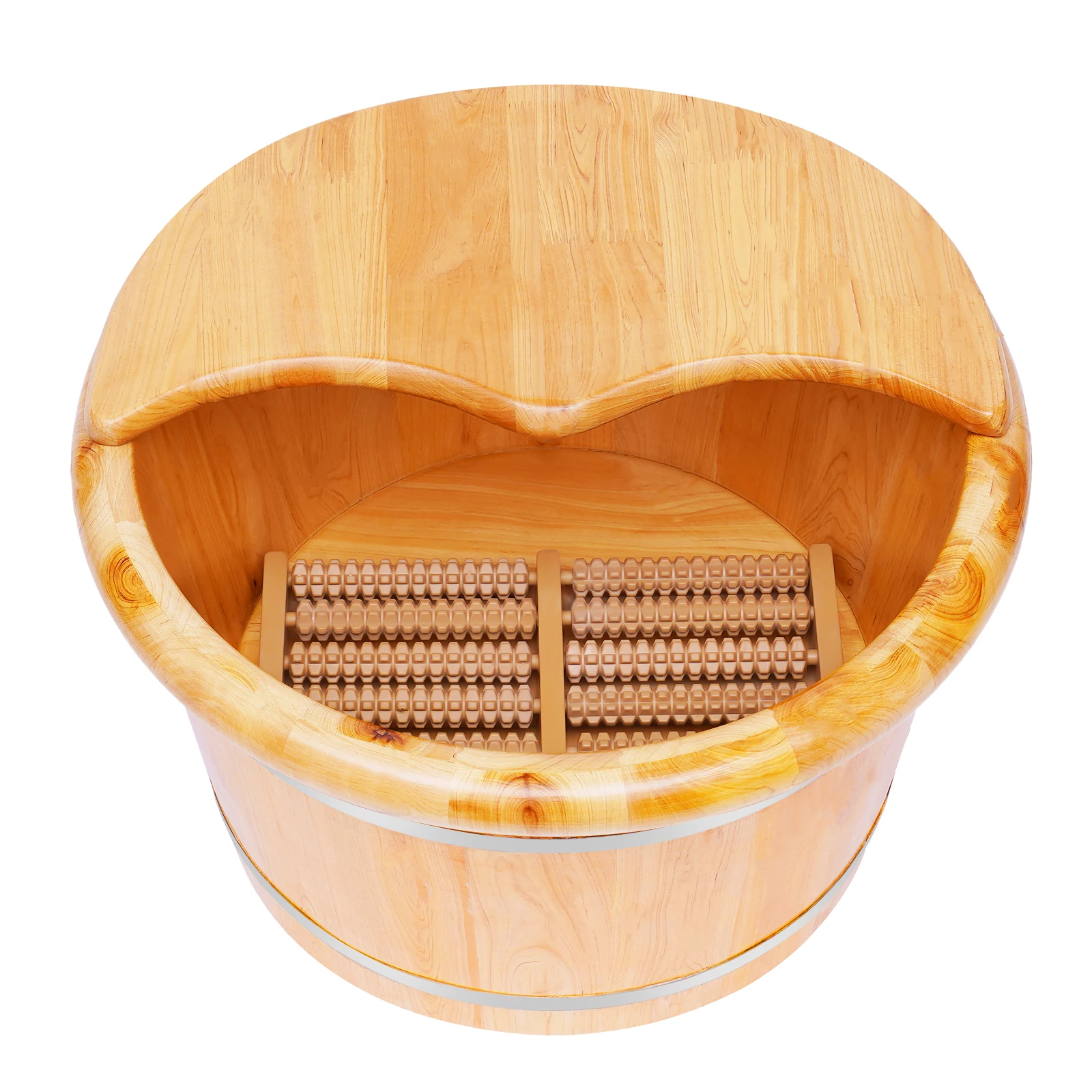 Foot Bath Massager Cedar Wood Color Free Standing Footbath Basin Foot Soaking Bath Basin Foot Bucket Footbathing Home Supplie