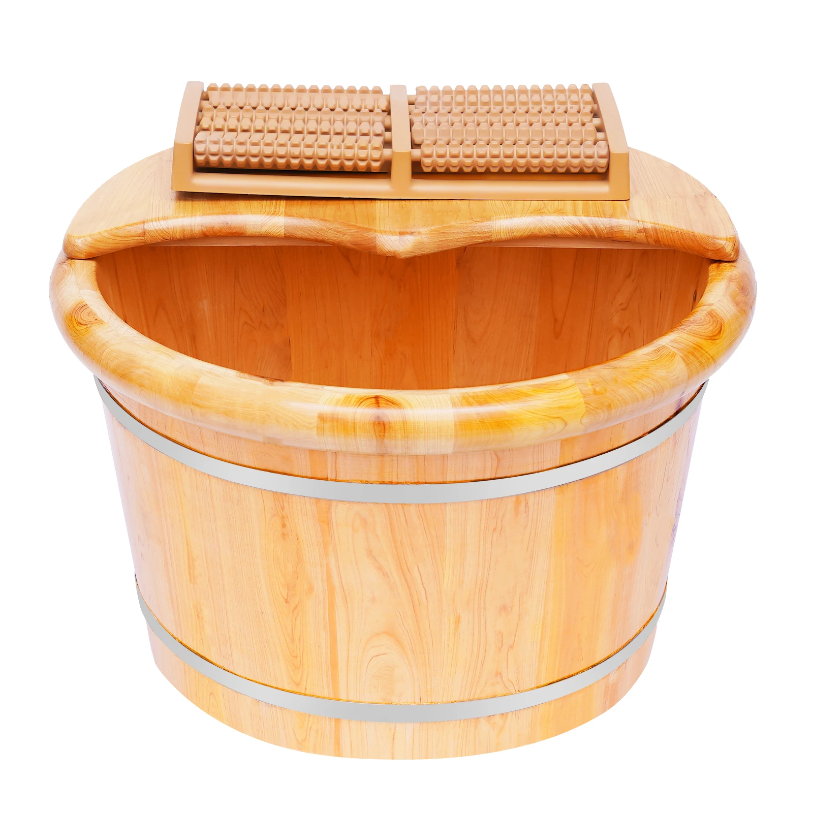 Foot Bath Massager Cedar Wood Color Free Standing Footbath Basin Foot Soaking Bath Basin Foot Bucket Footbathing Home Supplie