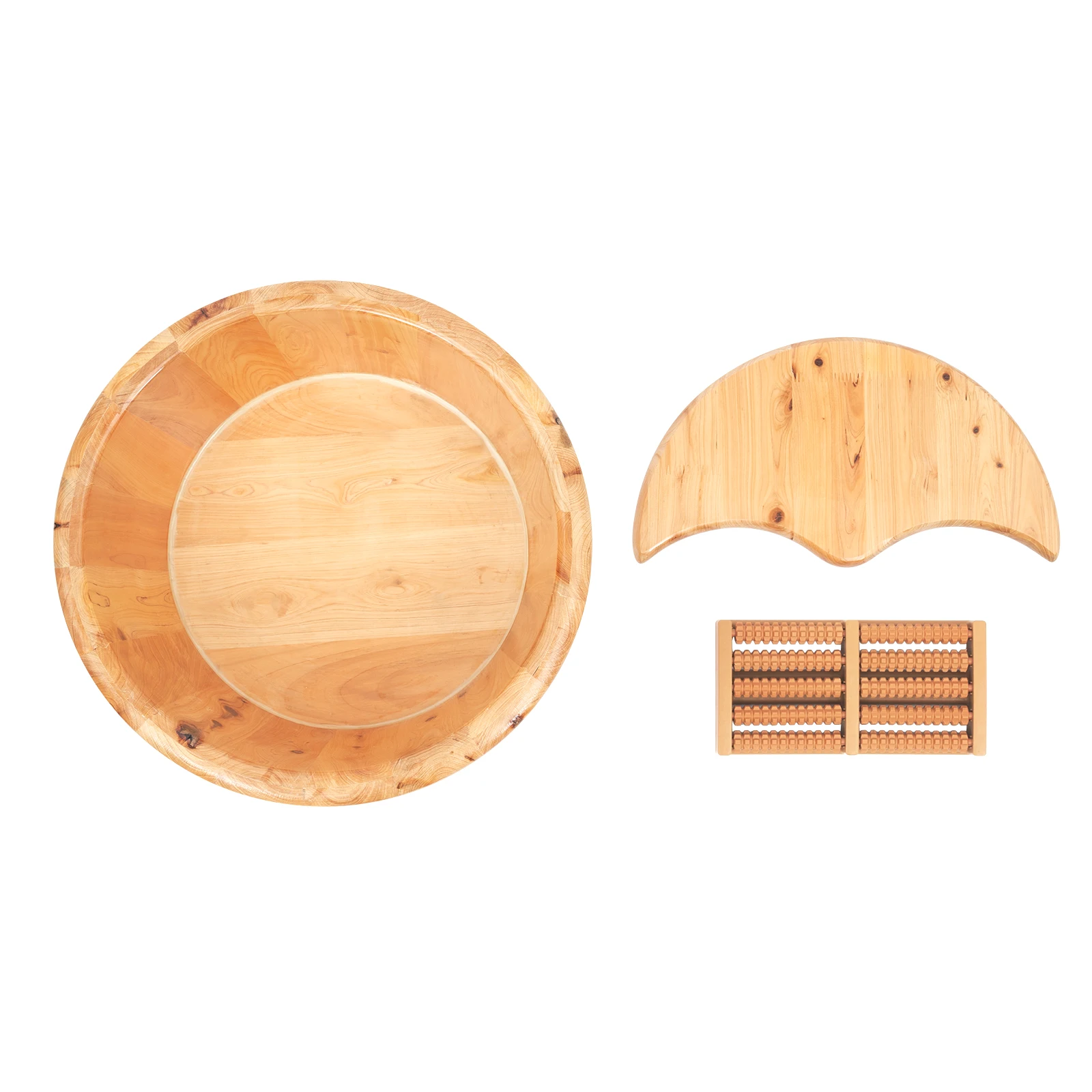 Foot Bath Massager Cedar Wood Color Free Standing Footbath Basin Foot Soaking Bath Basin Foot Bucket Footbathing Home Supplie