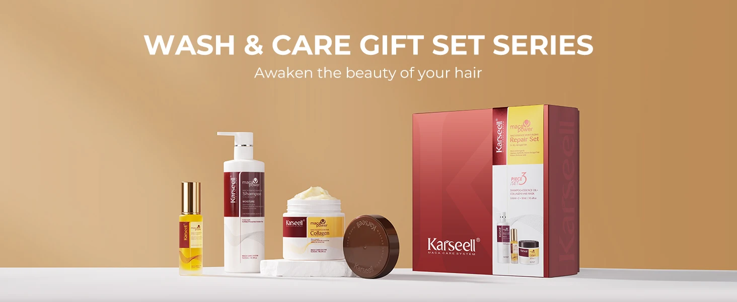 Karseell Collagen Hair Mask + Argan Oi + Hair Shampoo Essence Moisturizing Repair Set for Dry Damaged Hair Gift
