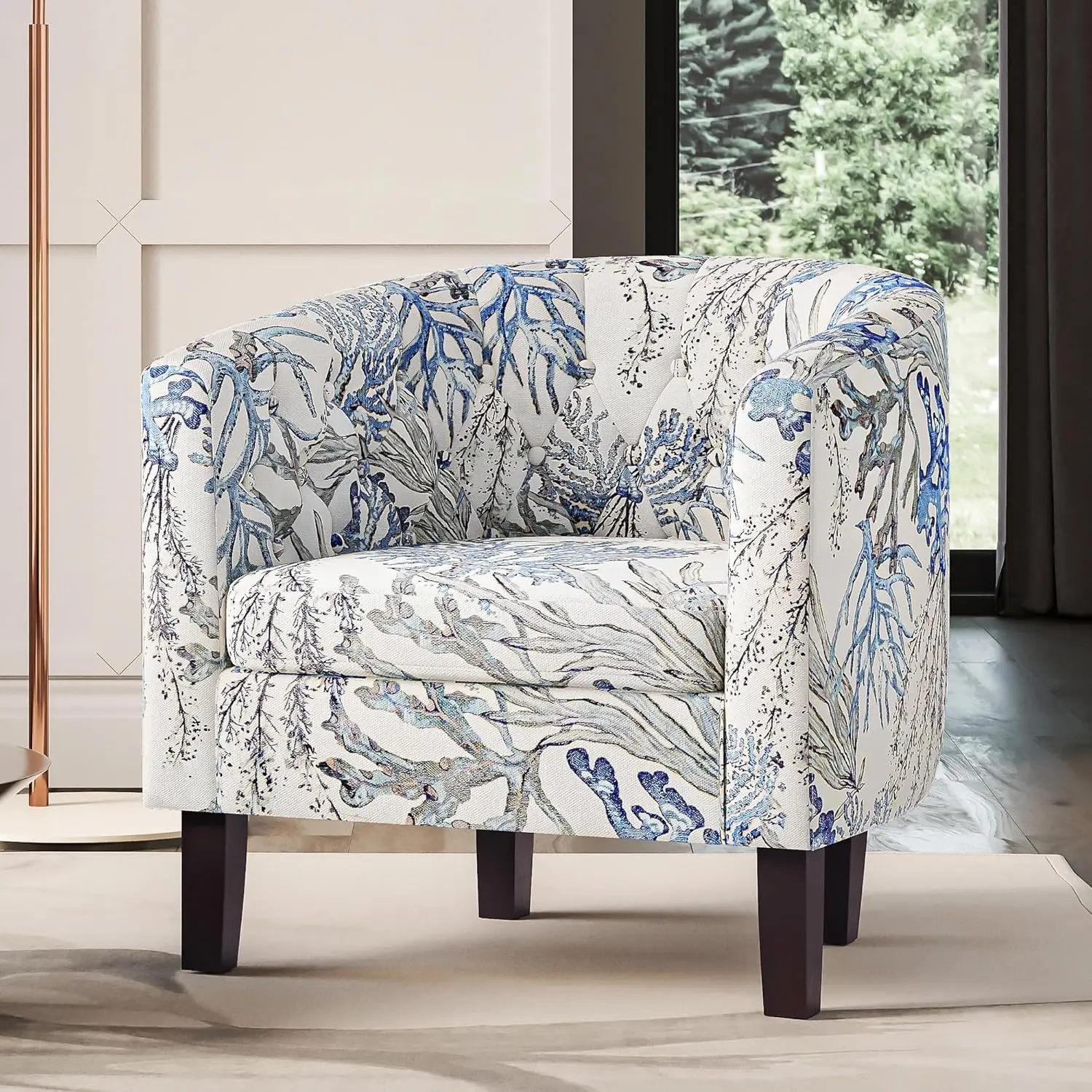 Arm Chair, Set of 2 Modern Comfy Upholstered Tufted Club Chair with Sturdy Legs and Linen Fabric for Bedroom Livin
