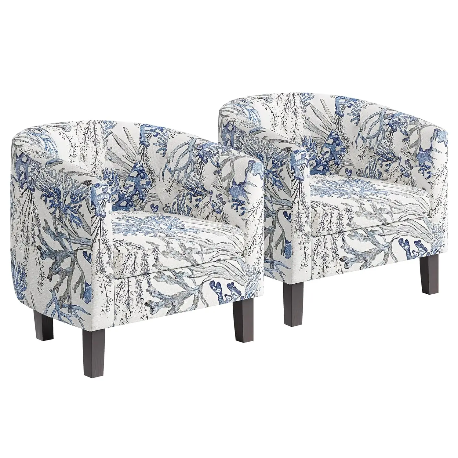 Arm Chair, Set of 2 Modern Comfy Upholstered Tufted Club Chair with Sturdy Legs and Linen Fabric for Bedroom Livin