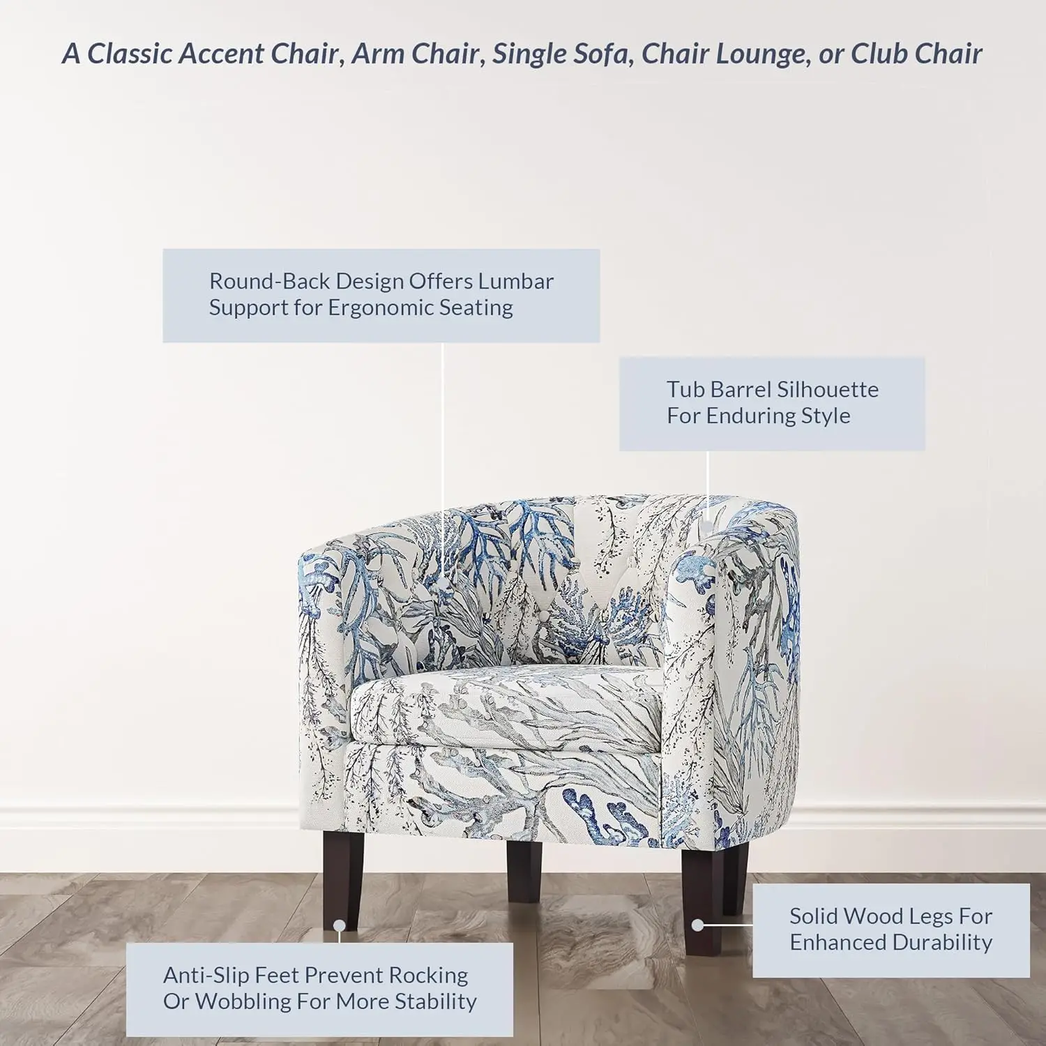 Arm Chair, Set of 2 Modern Comfy Upholstered Tufted Club Chair with Sturdy Legs and Linen Fabric for Bedroom Livin