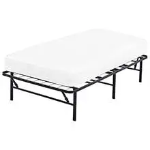 BestMassage Twin Metal Foldable Bed Frame Heavy Duty Steel Slats 6 Legs No Box Spring Easy Assembly Under-Bed Storage For Home