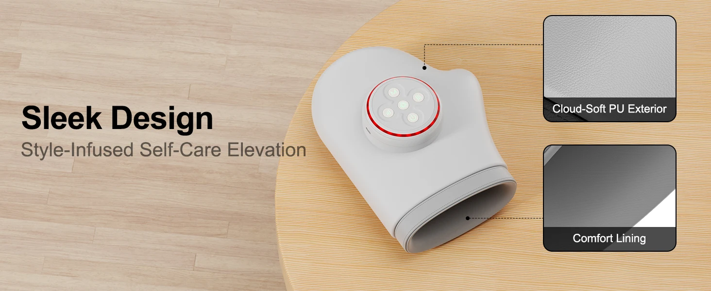Portable Hand Massager with 1800mAh Battery 6 Massage Modes 5 Strength Levels Heating 3 Modes Vibration 2 Modes