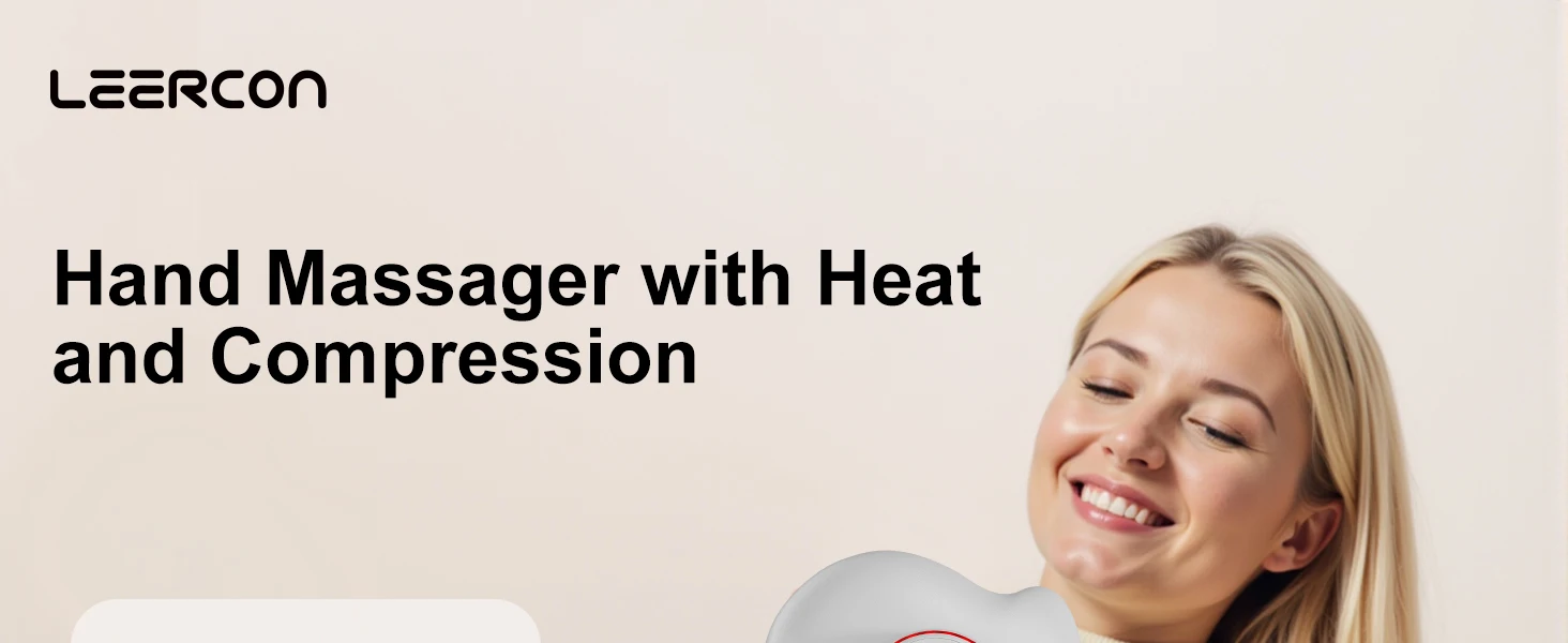 Portable Hand Massager with 1800mAh Battery 6 Massage Modes 5 Strength Levels Heating 3 Modes Vibration 2 Modes