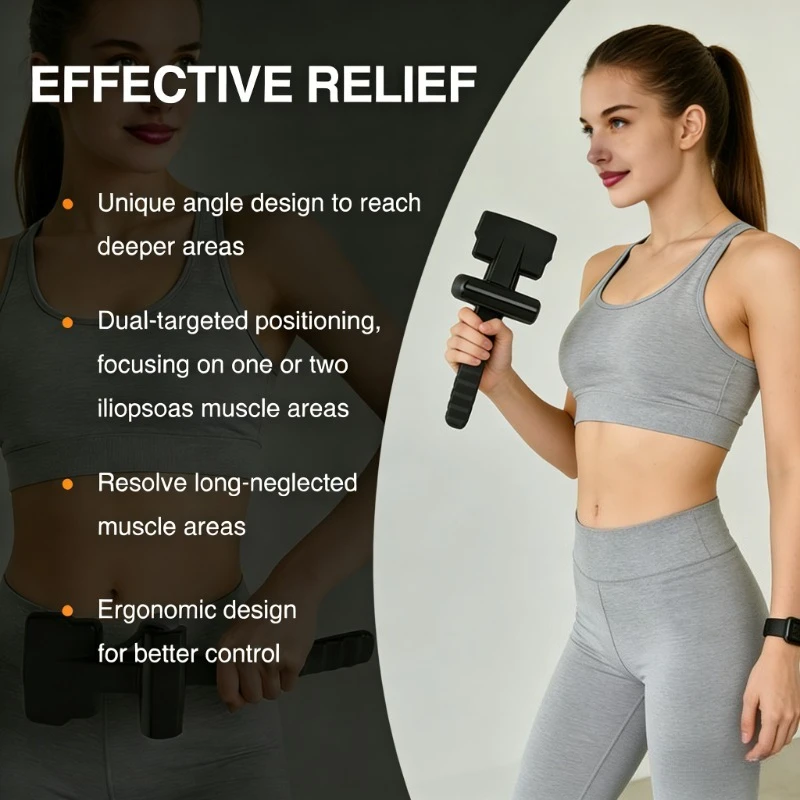 Iliopsoas Massage Hook, Dual-Point Targets Deep Hip Muscles. Relieves Back & Hip Tension from Long Sitting and Exercise.