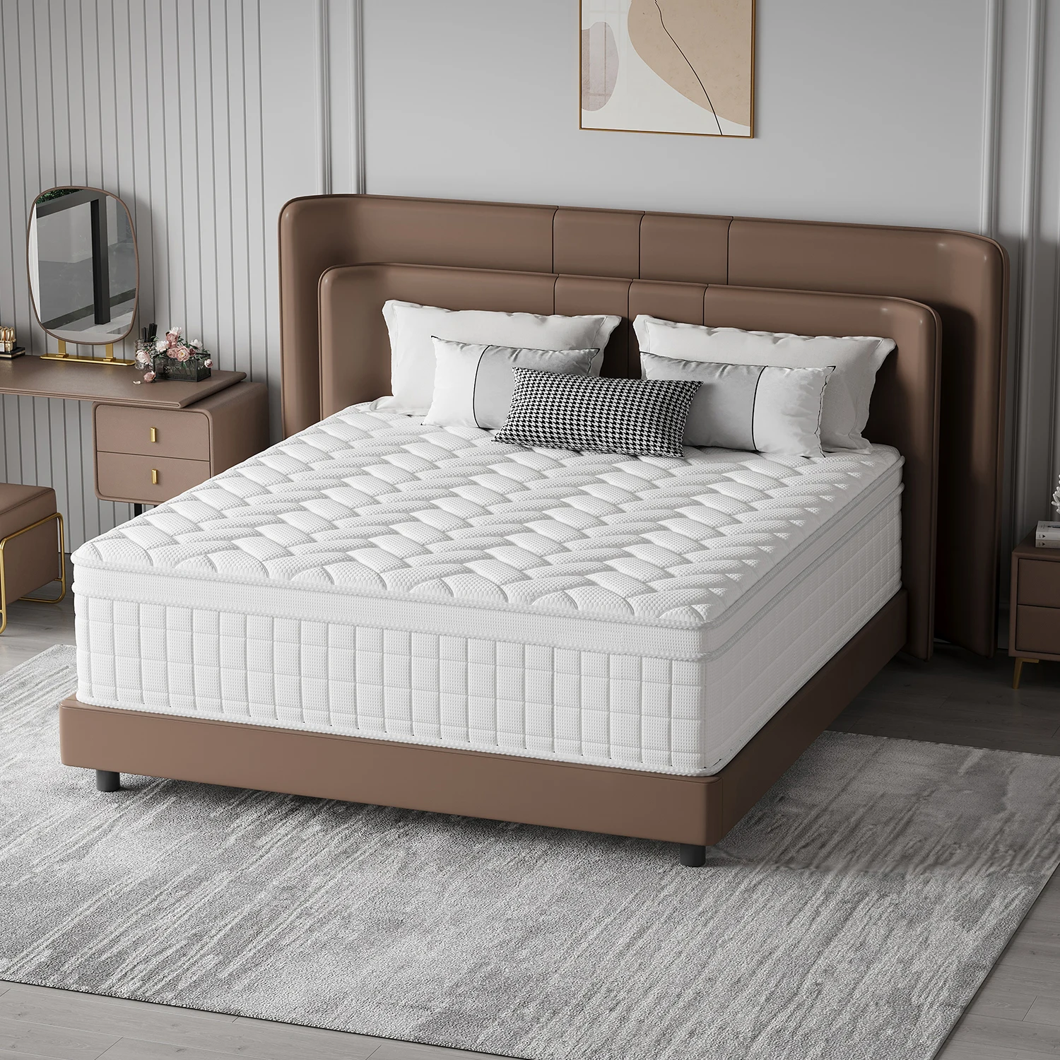 Queen King Mattress 12 Inch 14 Inch 8inch 10inch Twin Full Superior Firm Hybrid Mattress In A Box - Euro Top Luxury Mattress-Gel Memory Foam And Innerspring Hybrid Mattress For Motion Isolation, Edge Support
