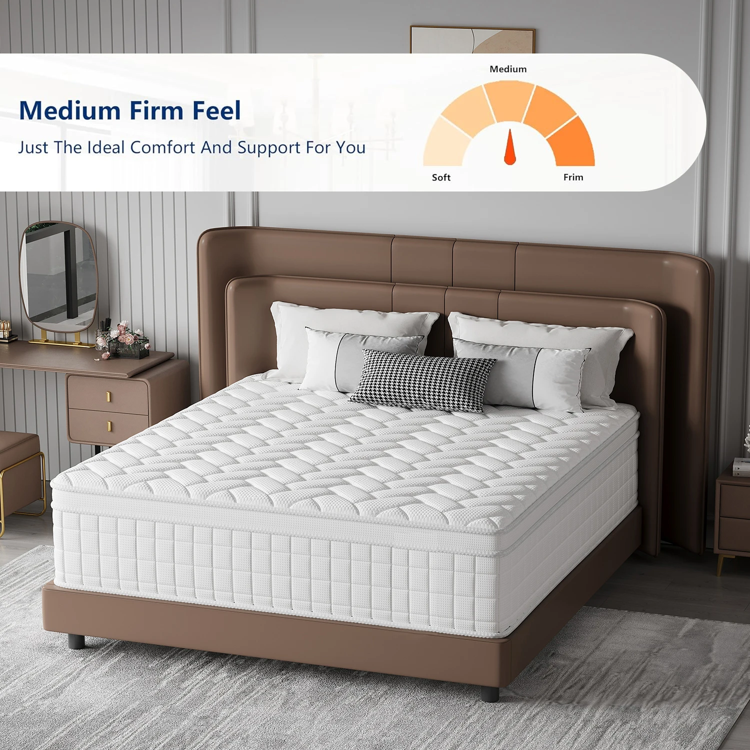 Queen King Mattress 12 Inch 14 Inch 8inch 10inch Twin Full Superior Firm Hybrid Mattress In A Box - Euro Top Luxury Mattress-Gel Memory Foam And Innerspring Hybrid Mattress For Motion Isolation, Edge Support