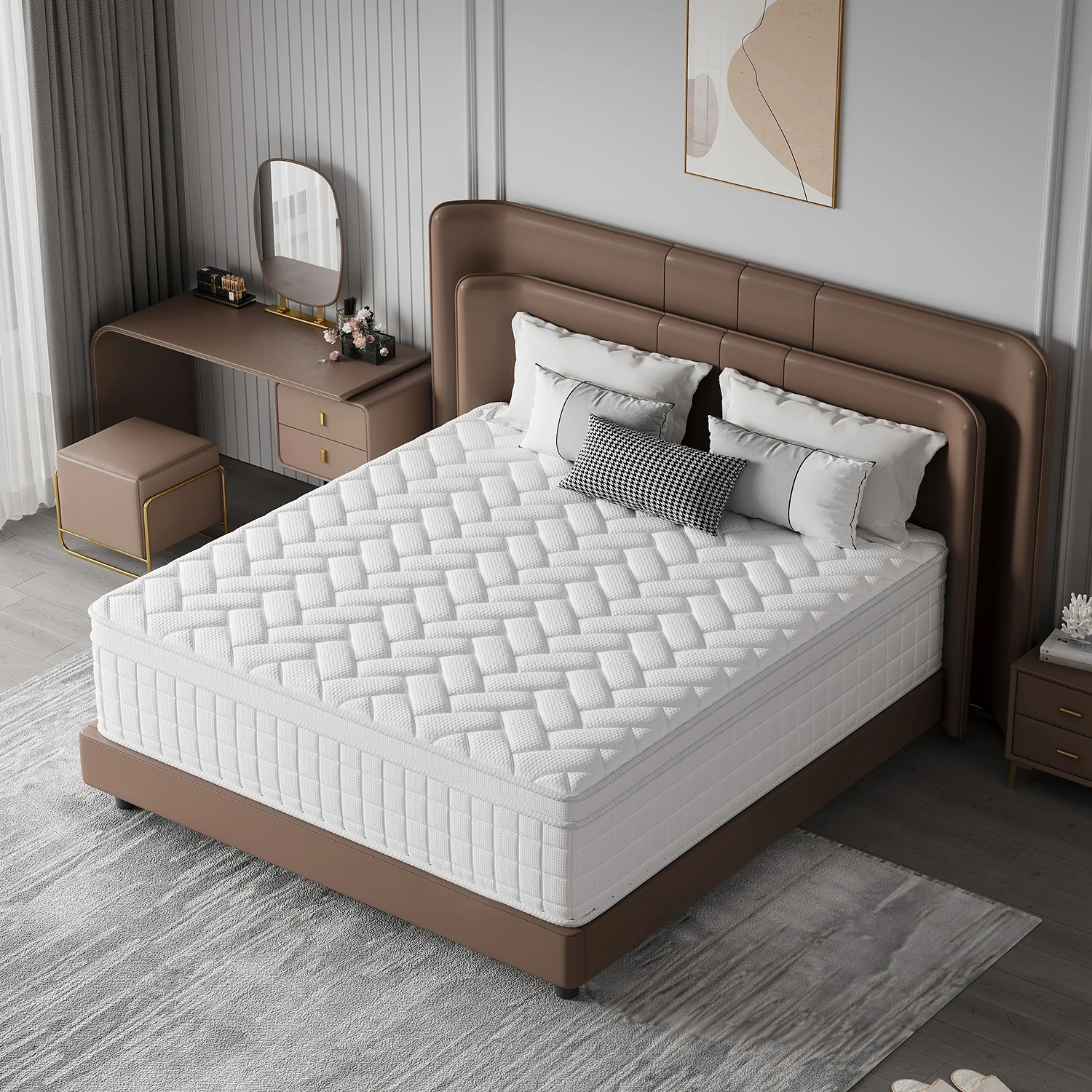 Queen King Mattress 12 Inch 14 Inch 8inch 10inch Twin Full Superior Firm Hybrid Mattress In A Box - Euro Top Luxury Mattress-Gel Memory Foam And Innerspring Hybrid Mattress For Motion Isolation, Edge Support