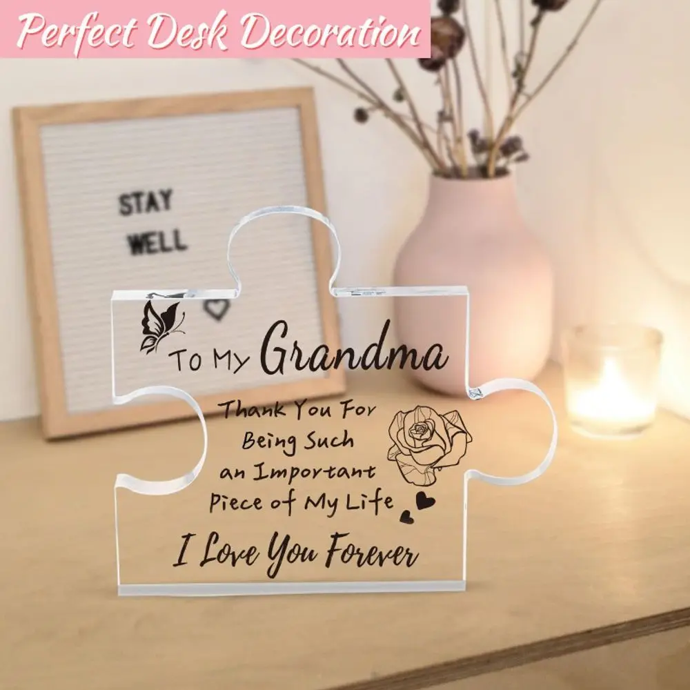 Celebrate Your Grandma with This Engraved Acrylic Puzzle Shape Plaque - Perfect Gifts for Christmas and Birthday