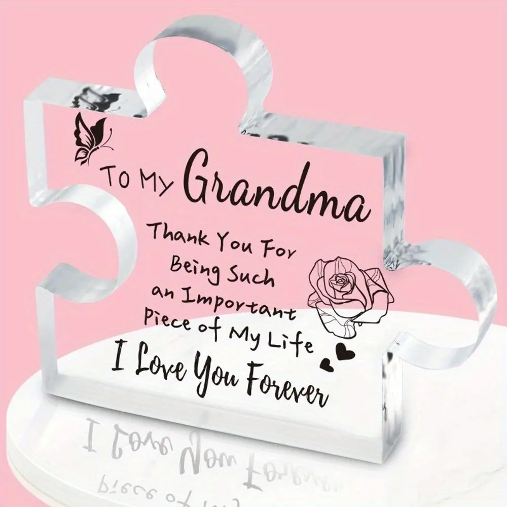 Celebrate Your Grandma with This Engraved Acrylic Puzzle Shape Plaque - Perfect Gifts for Christmas and Birthday