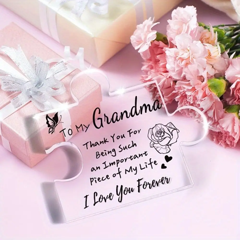 Celebrate Your Grandma with This Engraved Acrylic Puzzle Shape Plaque - Perfect Gifts for Christmas and Birthday