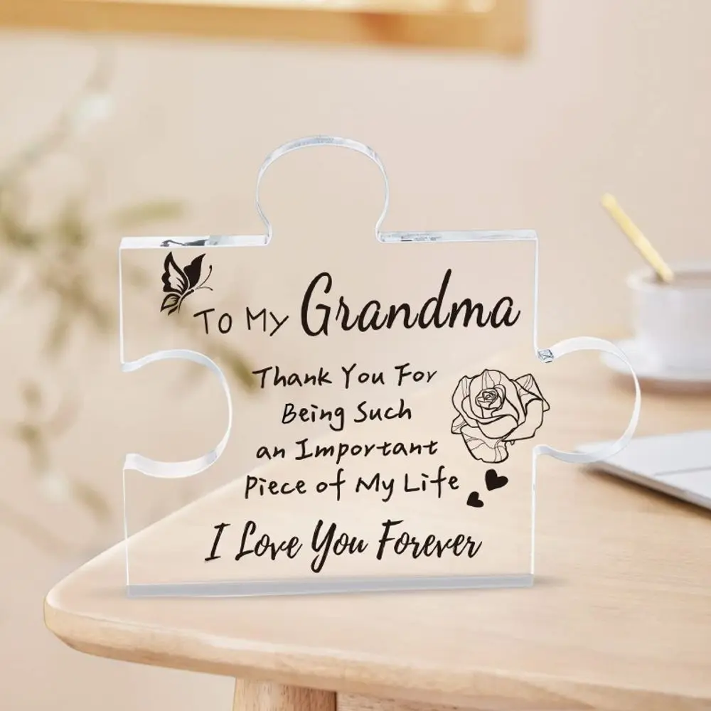 Celebrate Your Grandma with This Engraved Acrylic Puzzle Shape Plaque - Perfect Gifts for Christmas and Birthday