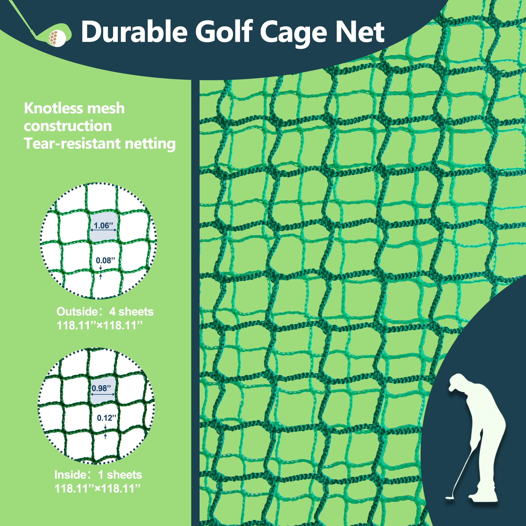 10×10ft Golf Driving Cage with Metal Frame,Triple-Turf Mat and Target Cloth,Driving Chipping Training Swing with Targets Outdoor