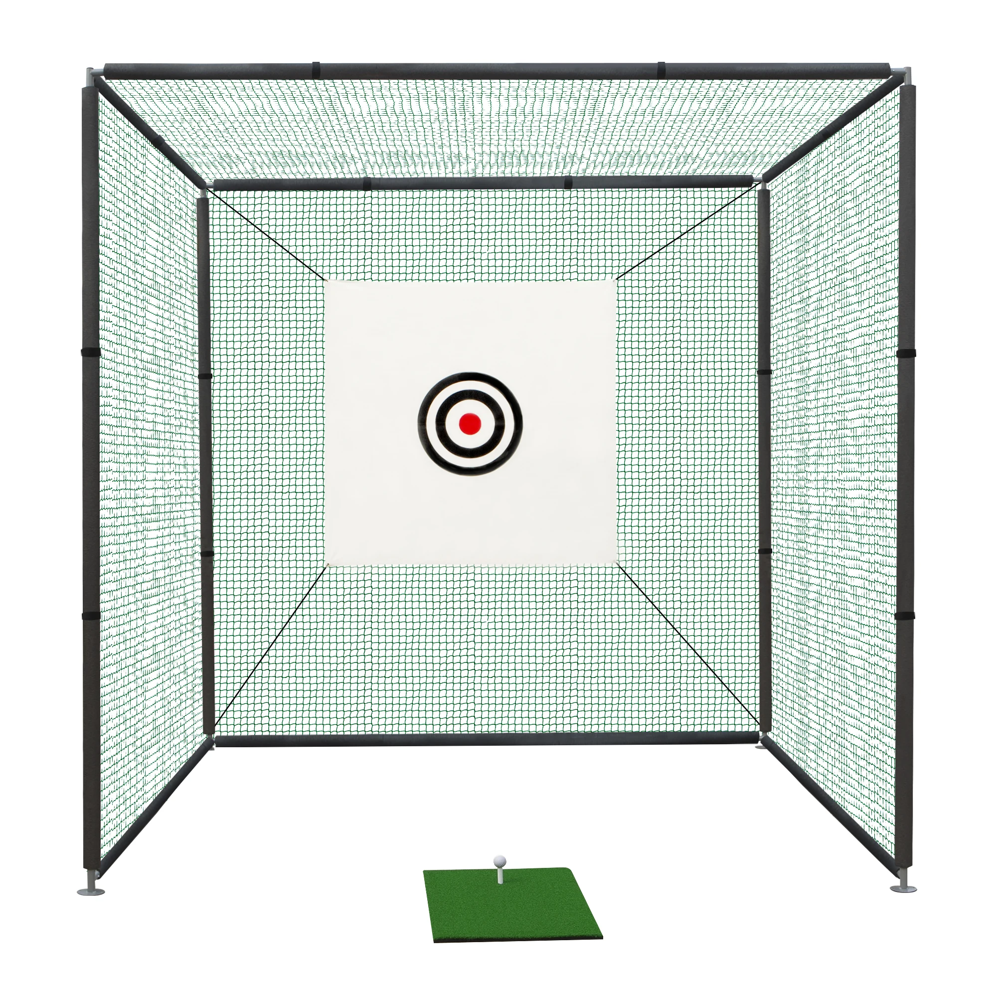 10×10ft Golf Driving Cage with Metal Frame,Triple-Turf Mat and Target Cloth,Driving Chipping Training Swing with Targets Outdoor
