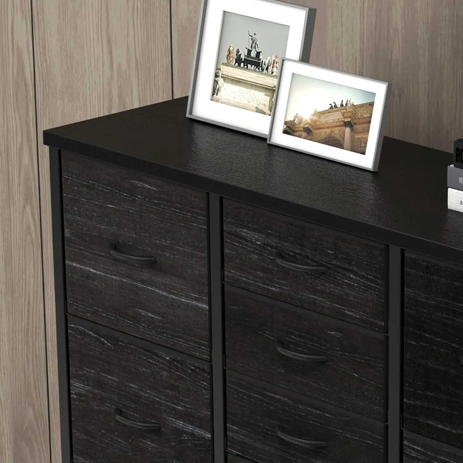 15 Drawer Dresser, 48 Inch Fabric Tall Dresser for Bedroom Closet with Wood Grain Print Top & Sturdy Metal Frame, Customized