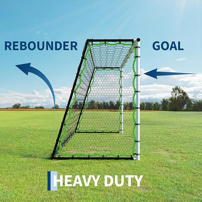 Soccer Goal Rebounder Trainer 3-in-1 Net,Large Ultra-Responsive Rebound Net with Ground Stakes for Football Soccer Practice