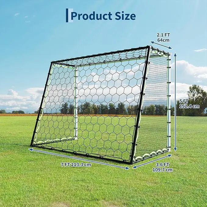 Soccer Goal Rebounder Trainer 3-in-1 Net,Large Ultra-Responsive Rebound Net with Ground Stakes for Football Soccer Practice