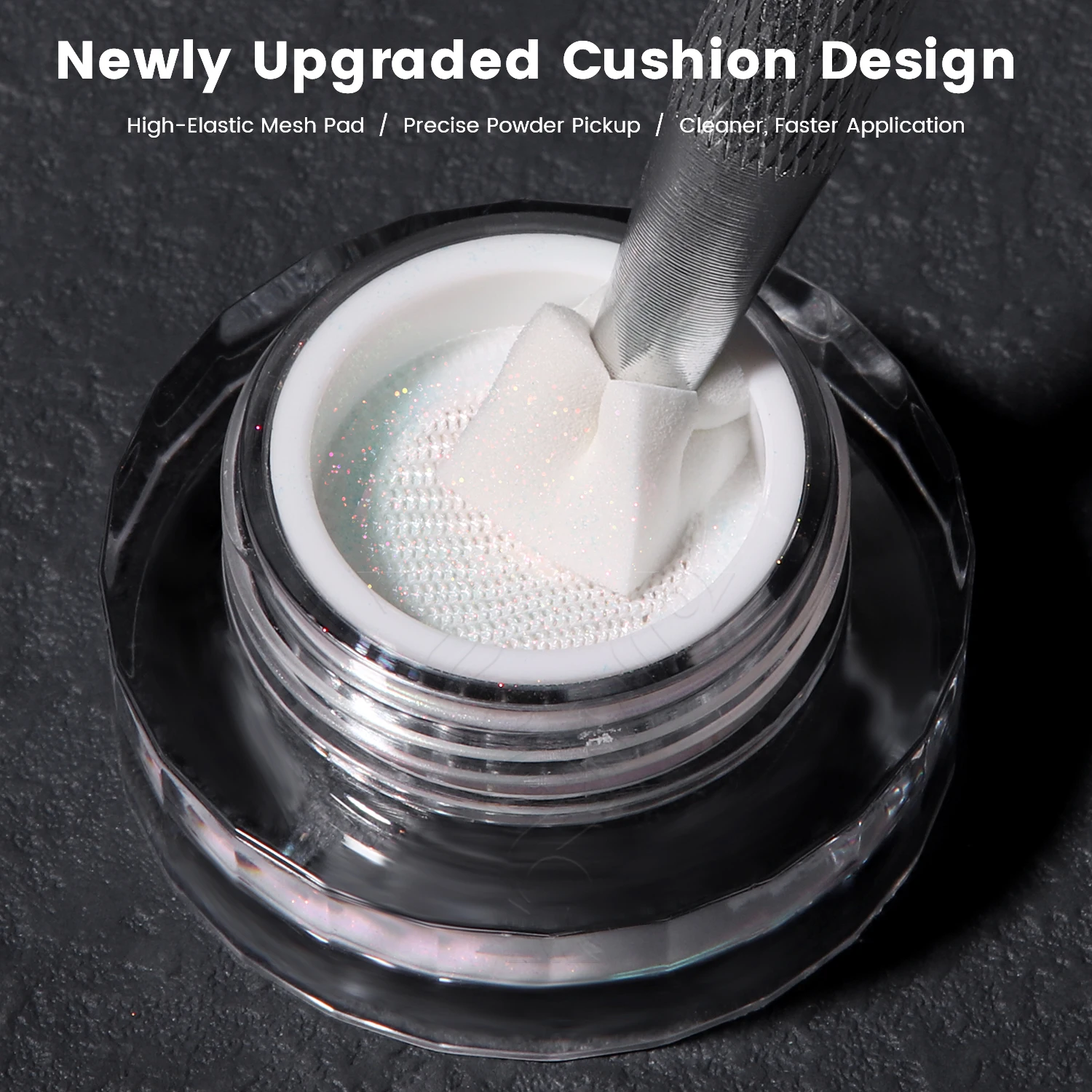YOKEFELLOW GleamTap Cushion Aurora Chrome Nail Powder 6 Color Mermaid Aurora Effect Nail Art Glitter Decoration for Home DIY Salon Manicure GT117-GT122