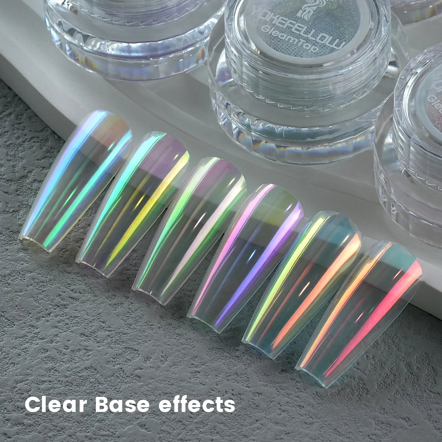 YOKEFELLOW GleamTap Cushion Aurora Chrome Nail Powder 6 Color Mermaid Aurora Effect Nail Art Glitter Decoration for Home DIY Salon Manicure GT117-GT122