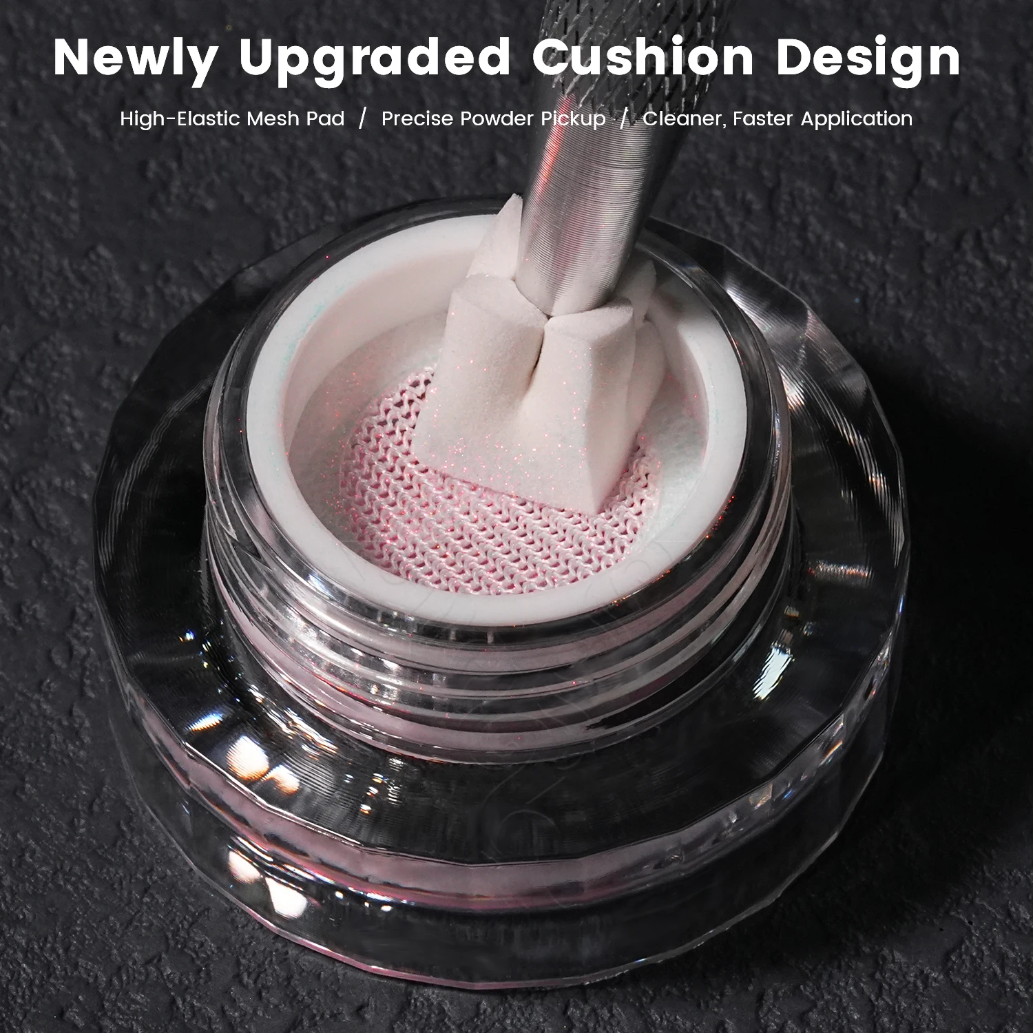 YOKEFELLOW GleamTap Cushion Aurora Chrome Nail Powder 6 Color Mermaid Aurora Effect Nail Art Glitter Decoration for Home DIY Salon Manicure GT117-GT122