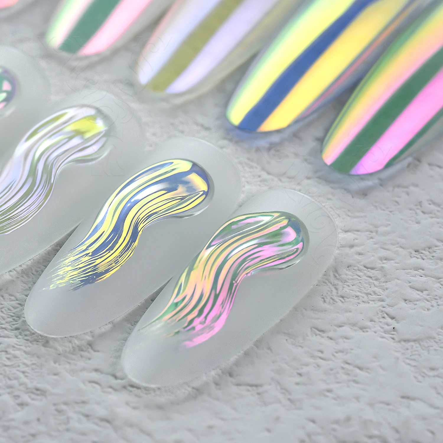 YOKEFELLOW GleamTap Cushion Aurora Chrome Nail Powder 6 Color Mermaid Aurora Effect Nail Art Glitter Decoration for Home DIY Salon Manicure GT117-GT122