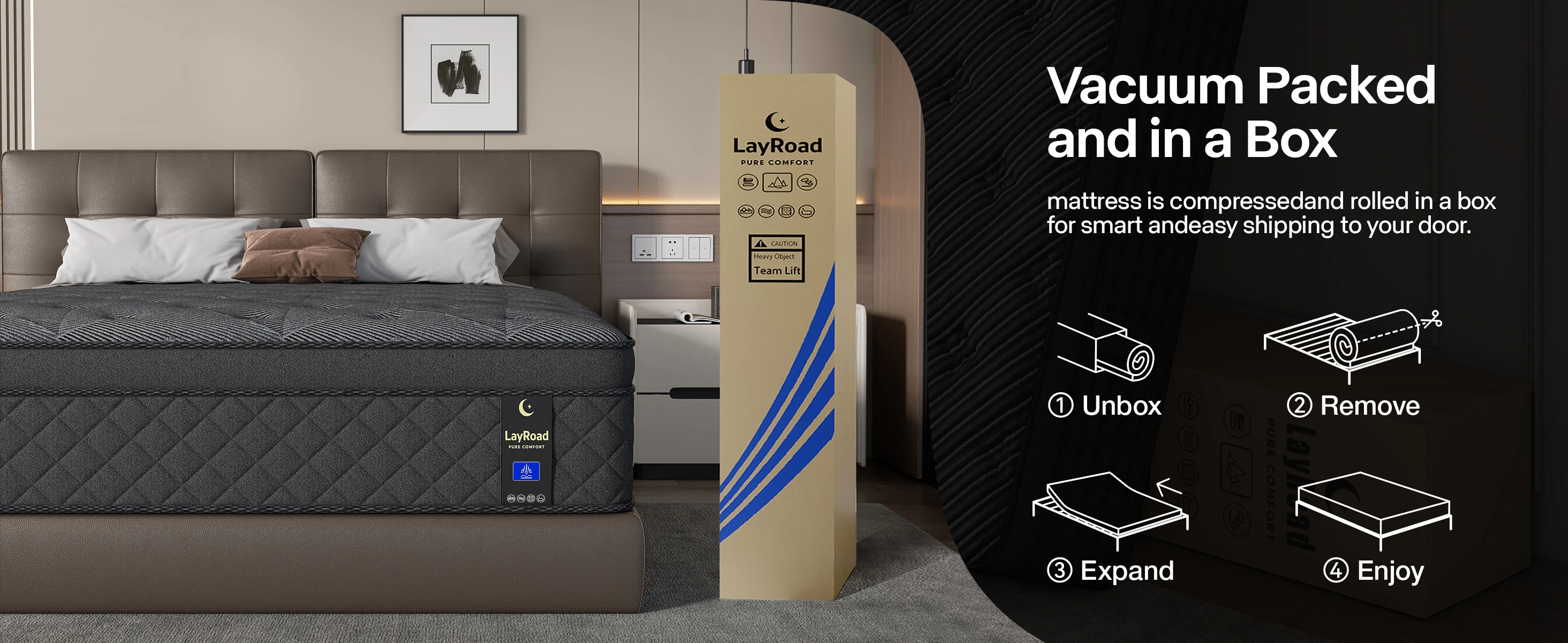 12inch Memory Foam Hybrid Mattress With Pocket Springs, Twin, Full, Queen, King, Sizes In A Box, Medium Firm, Mattresses For Support Comfort, Fiberglass-Free Suitable For Home BedroomsAnd Hotels