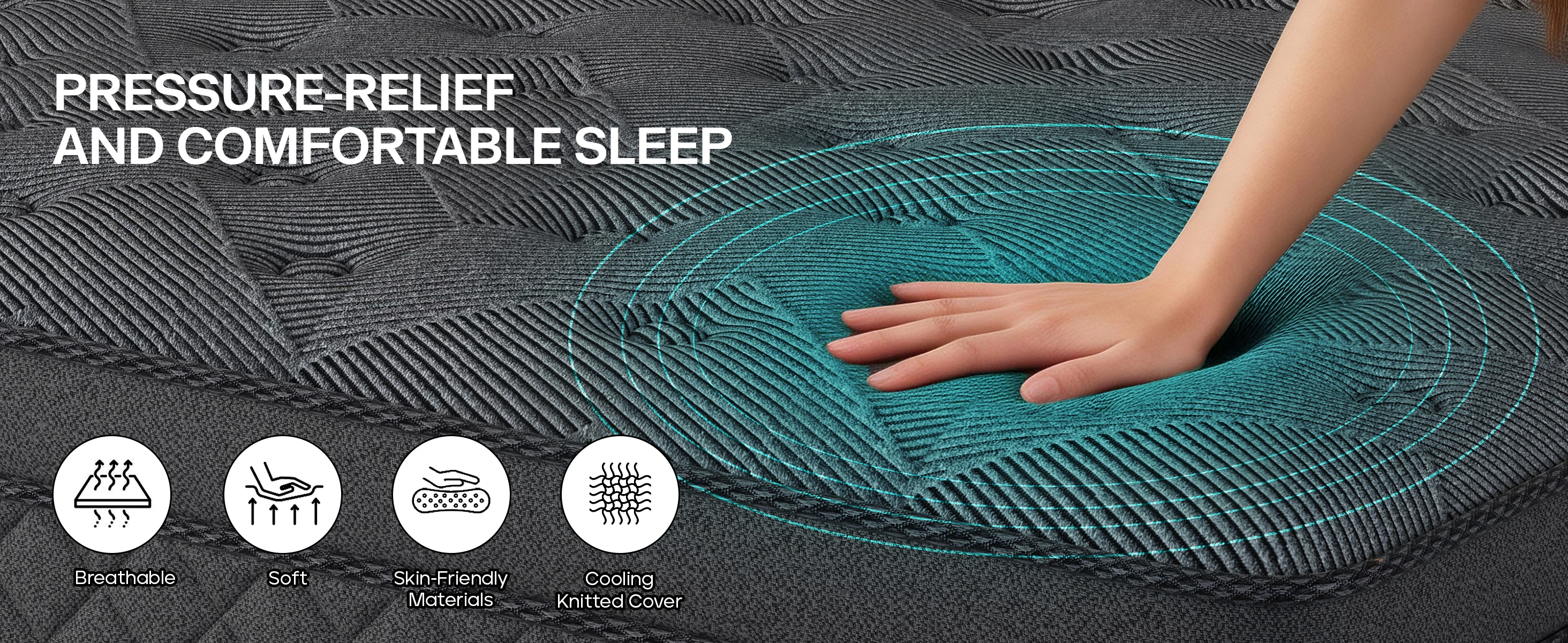 12inch Memory Foam Hybrid Mattress With Pocket Springs, Twin, Full, Queen, King, Sizes In A Box, Medium Firm, Mattresses For Support Comfort, Fiberglass-Free Suitable For Home BedroomsAnd Hotels