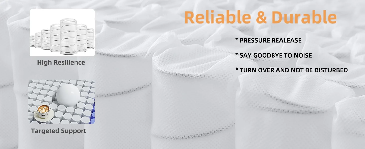12inch Memory Foam Hybrid Mattress With Pocket Springs, Twin, Full, Queen, King, Sizes In A Box, Medium Firm, Mattresses For Support Comfort, Fiberglass-Free Suitable For Home BedroomsAnd Hotels