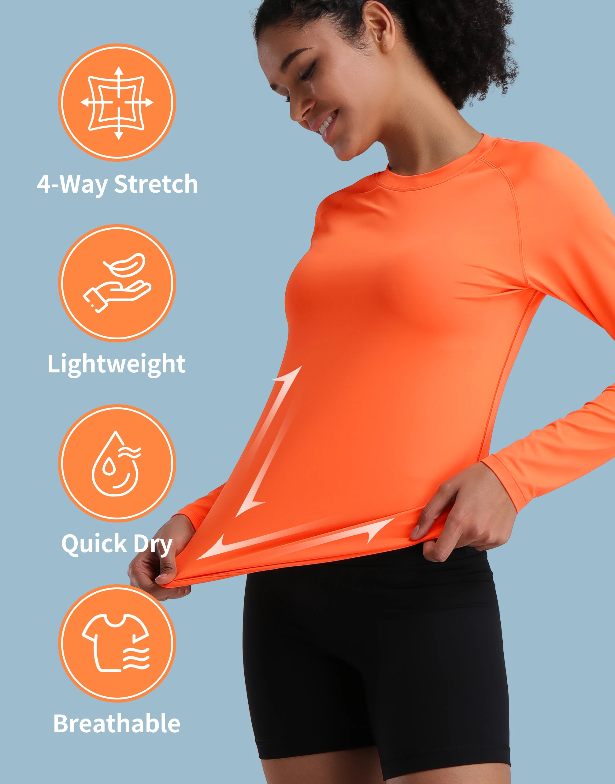 Pioneer Camp Hiking Long Sleeve T-shirt Rash Guard for Women Sun Shirts UPF 50+ SPF UV Protection Workout Tops Running Quick Dry
