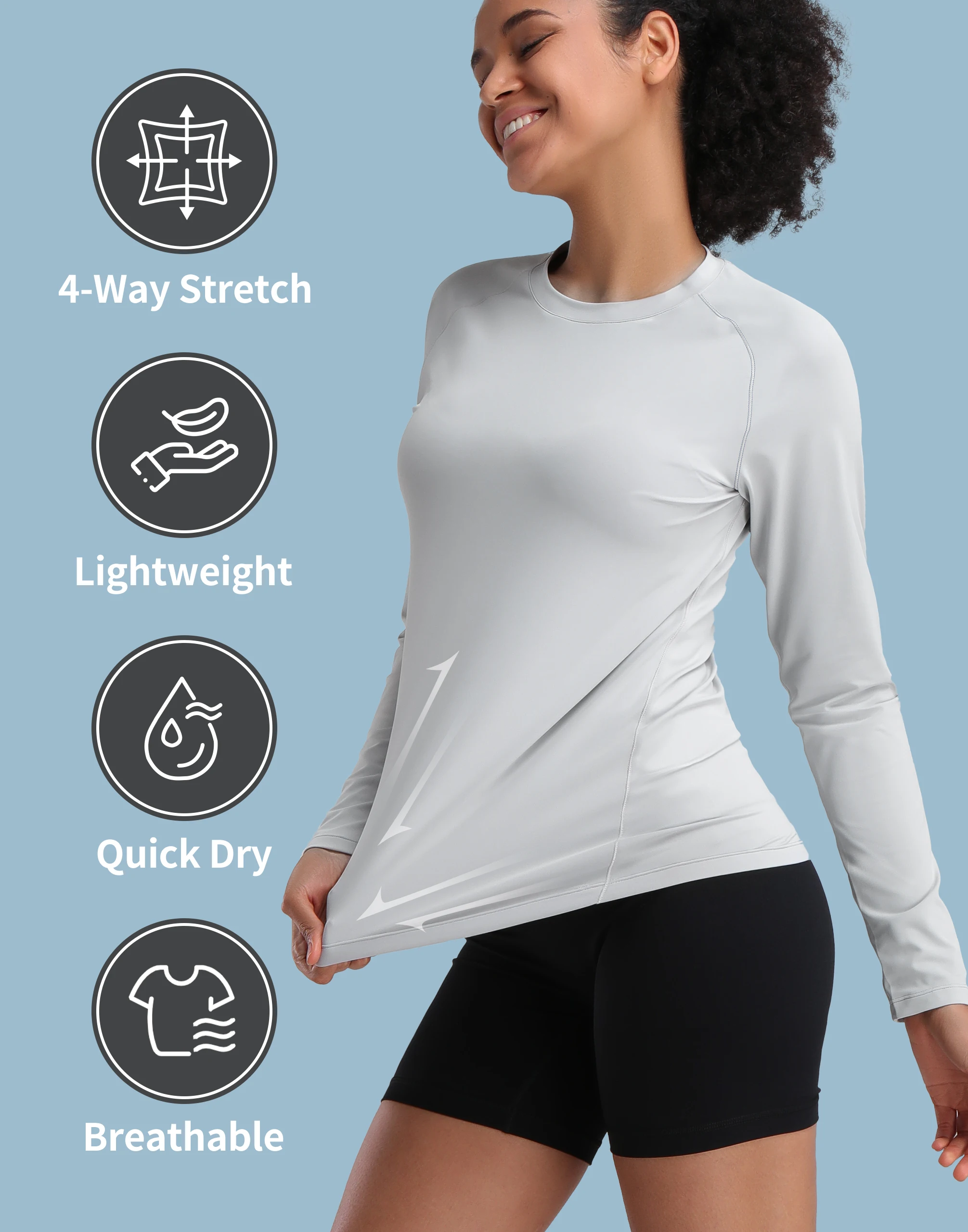 Pioneer Camp Hiking Long Sleeve T-shirt Rash Guard for Women Sun Shirts UPF 50+ SPF UV Protection Workout Tops Running Quick Dry