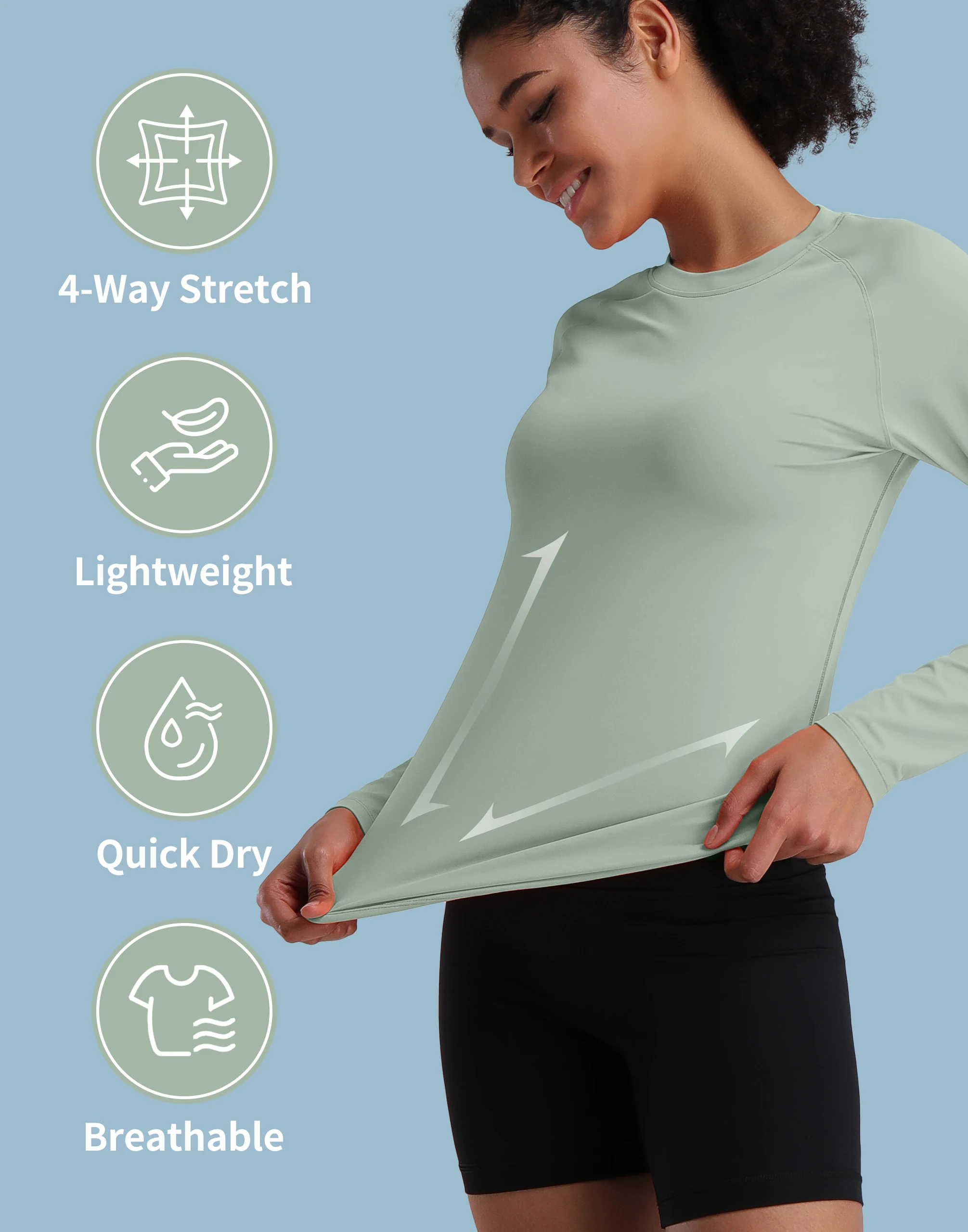 Pioneer Camp Hiking Long Sleeve T-shirt Rash Guard for Women Sun Shirts UPF 50+ SPF UV Protection Workout Tops Running Quick Dry